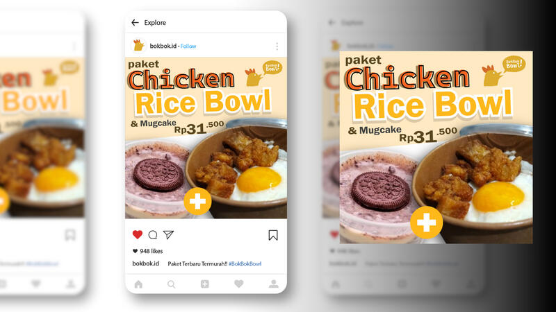 As part of our project, my team is tasked to create a social media presence for BokBok Bowl! I was responsible for designing the entire Instagram mockup and promotional poster.